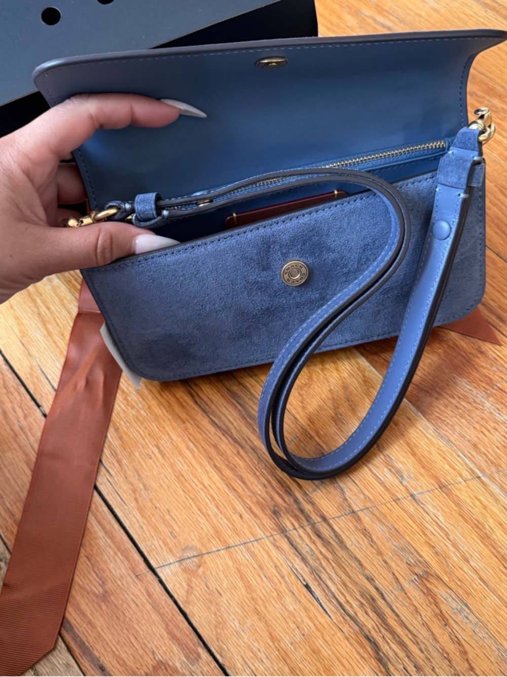 COACH blue Suede Crossbody with adjustable Strap - Picture 2 of 12